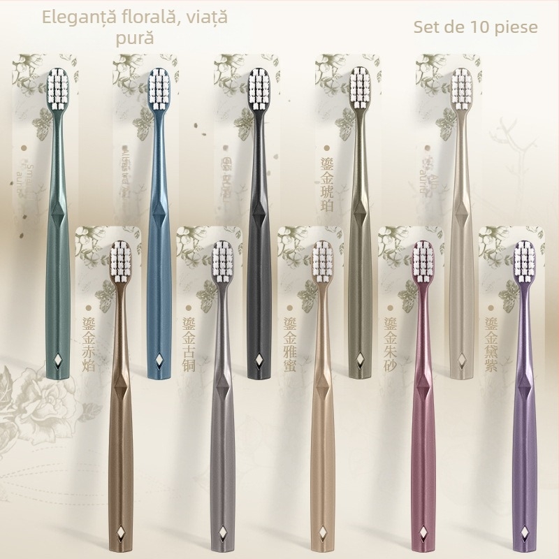 Periuță de dinți manuală, peri moi, cap lat, set de 10 bucăți, model CXCK-06