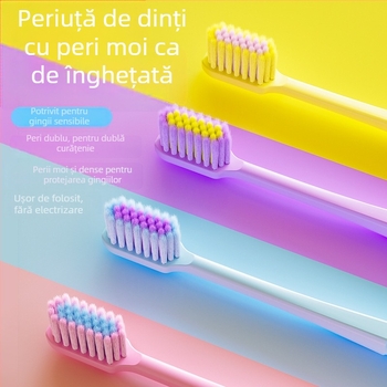 Periuță de dinți manuală, model 102, 8 bucăți pe cutie, pentru adulți, peri moi