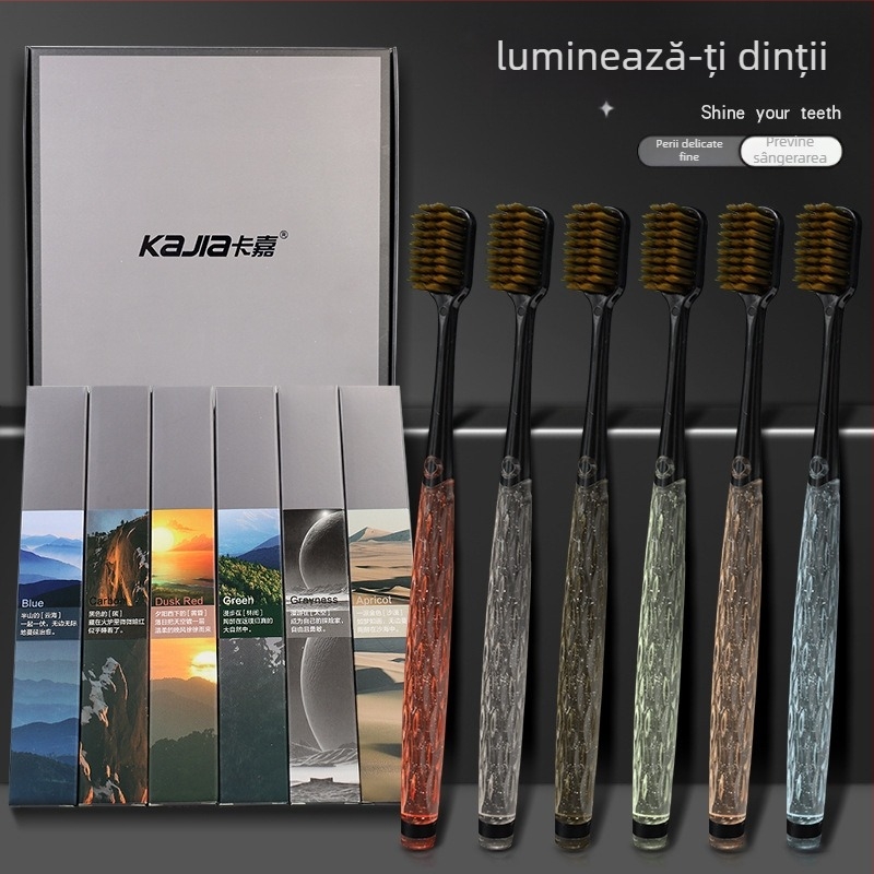 Periuță de dinți manuală - Kaja, peri moi, Model 668, 60 buc., cutie cadou, ambalare individuală, pentru adulți