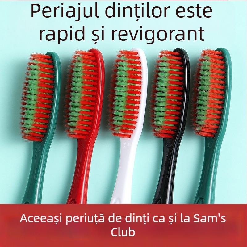 RAOYI periuțe de dinți pentru adulți cu cap lung, pachet de 5, model XY7619, peri moi