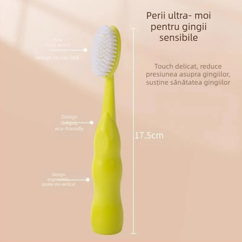 Shengwang periuță de dinți manuală pentru adulți, model 1581, peri moi, cap lat