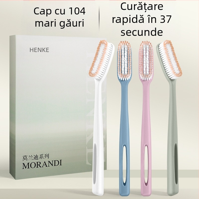Periuță de dinți manuală HK1138, inovativă din a treia generație, cap lung și lat, curățare eficientă, periaj în 37 de secunde, 4 bucăți în cutie