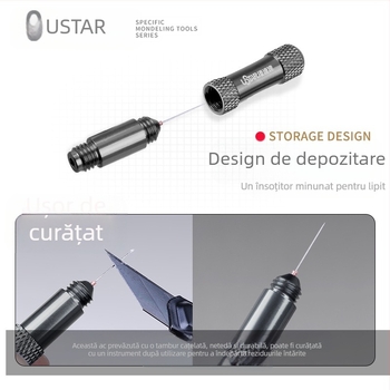 Ac de curățare a duzei, 0.2-1.0 mm, vârf drept, oțel inoxidabil 310, brand USTAR