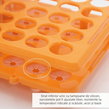 Raft pentru tuburi de test, 50 găuri, steril, demontabil, pentru tuburi de recoltare a sângelui și sticle de probe