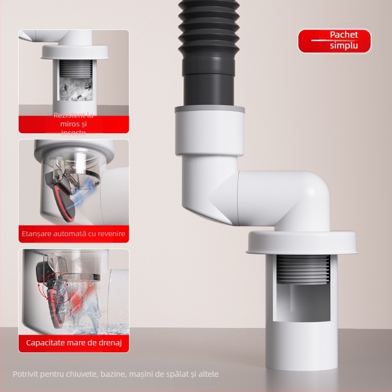 Dop de etanșare pentru canalizație antimiros - ABS, model LH wall-row deodorant plug, tip trageri, design modern minimalist