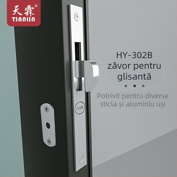 Încuietoare încastrată pentru uși din aluminiu cu sticlă, model HY-302A/HY-302B, din fier, stil modern simplu