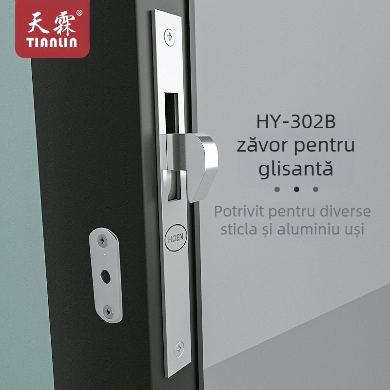 Încuietoare încastrată pentru uși din aluminiu cu sticlă, model HY-302A/HY-302B, din fier, stil modern simplu