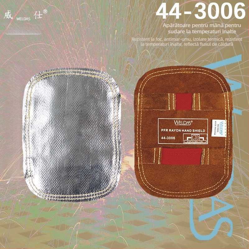 Mănuși de protecție pentru sudură cu scut de mână – folie de aluminiu, căptușeală din piele, rezistență la temperaturi înalte, izolație, sudură