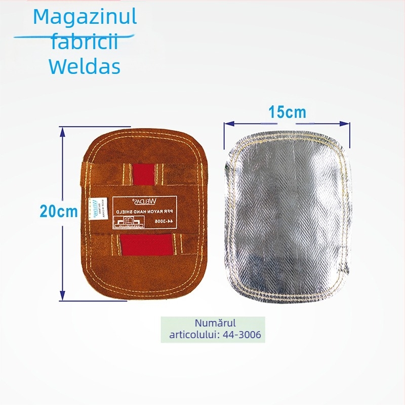 Mănuși de protecție pentru sudură cu scut de mână – folie de aluminiu, căptușeală din piele, rezistență la temperaturi înalte, izolație, sudură