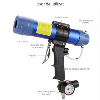 Sea Flying Shark Q3 pistol de lipit pneumatic – pentru silicon și etanșări, greutate 0,8 kg