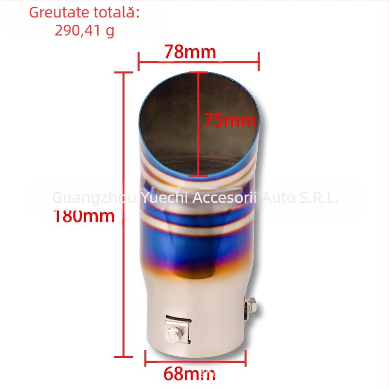 Țeavă de evacuare din oțel inoxidabil, model: ieșire unică, montaj universal