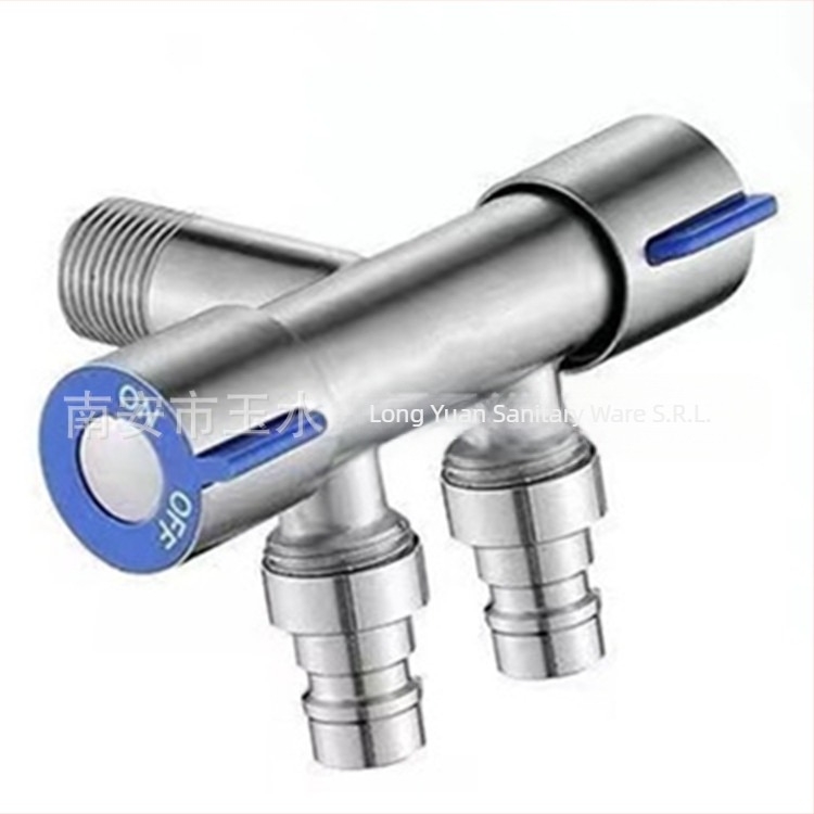 Ventil triunghiular pentru toaletă, oțel inoxidabil, DS662, 1.0 MPa, montaj în perete, intrare 1, ieșiri 2