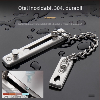 Încuietoare cu lanț pentru ușă, cu două puncte, din oțel inoxidabil, Top Valley, stil modern