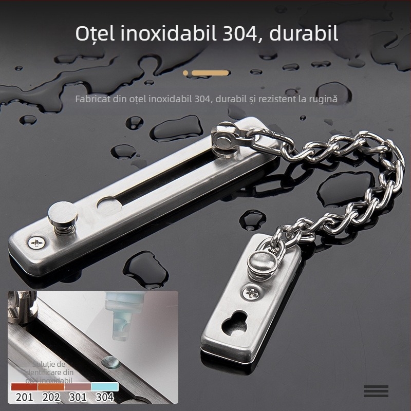 Încuietoare cu lanț pentru ușă, cu două puncte, din oțel inoxidabil, Top Valley, stil modern