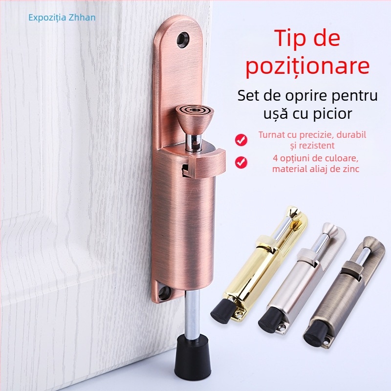 ZH613 Stop de ușă și locator, din aliaj de zinc, montaj pe perete, acționare manuală