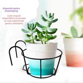 Raft metal balcon pentru plante, tip atârnat, un singur nivel, model Round Series, stil simplu și modern, combinabil