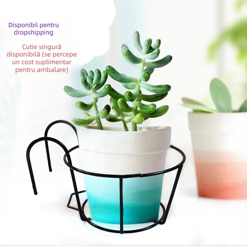 Raft metal balcon pentru plante, tip atârnat, un singur nivel, model Round Series, stil simplu și modern, combinabil