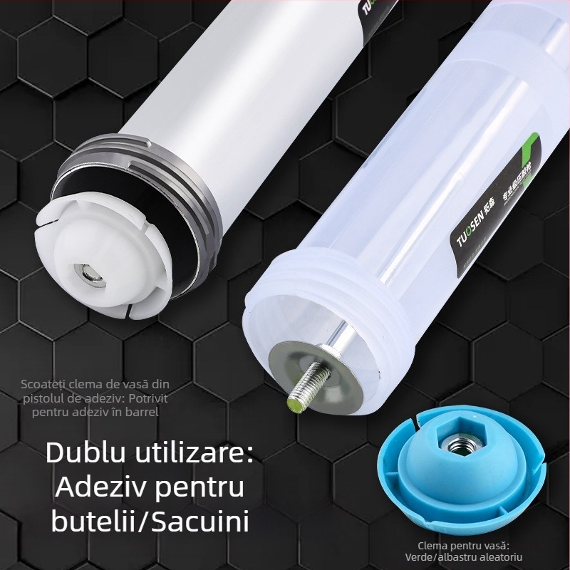 Pistol manual de etanșare pentru adeziv structural, capacitate 600 ml, corp din aluminiu, greutate 0,7 kg, potrivit pentru etanșare structurală
