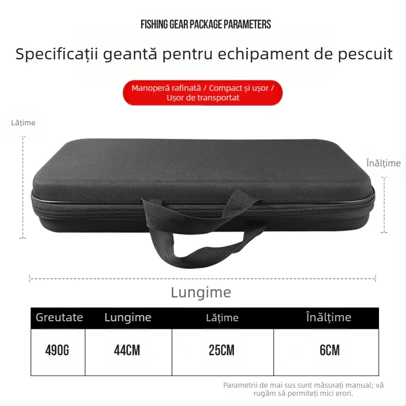 Geantă de pescuit cu husă EVA dură, 55 cm pentru undiță și mulinetă, geantă portabilă de depozitare