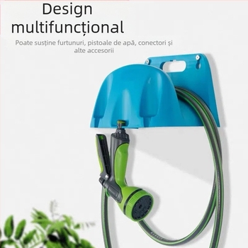 Raft montat pe perete pentru furtun de grădină (PP material; montaj pe perete; suport pentru furtun)