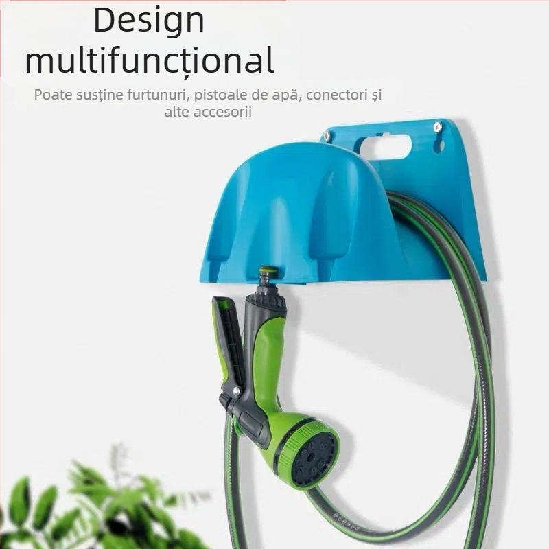 Raft montat pe perete pentru furtun de grădină (PP material; montaj pe perete; suport pentru furtun)