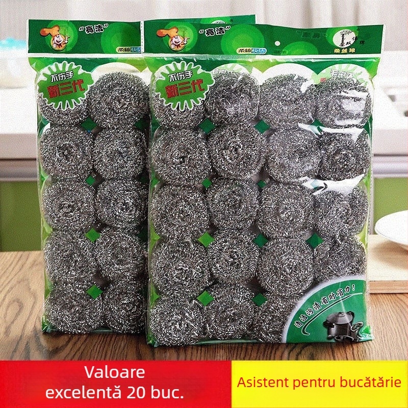 Bile din oțel inoxidabil pentru curățarea vaselor, pachet 60 bucăți
