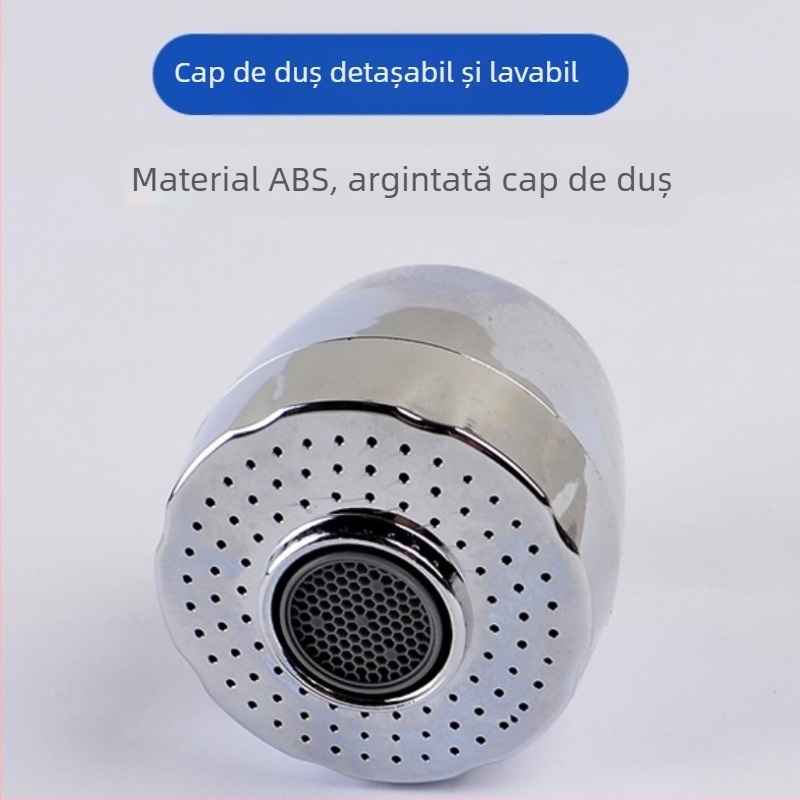 Aerator pentru robinet bucătărie cu cot universal rotativ — ABS + oțel inoxidabil, funcție ploaie, instalare prin conducte, model FGR545745, 1–90°C