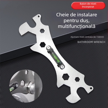 Cheie universală de duș pentru instalare în baie – oțel inoxidabil, finisaj lucios, greutate 0,15 kg, cap hexagonal