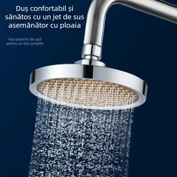 Cap de duș cu pulverizare superioară, ABS, funcții jet și ploaie, 1,6 MPa, 0–100°C, instalare manuală