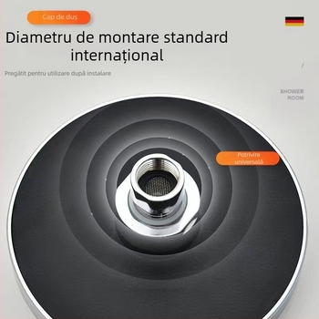 Cap de duș cu pulverizare superioară, ABS, funcții jet și ploaie, 1,6 MPa, 0–100°C, instalare manuală