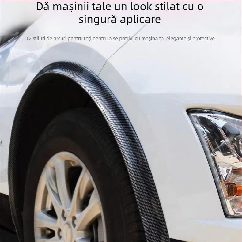 Sprânceană universală din cauciuc pentru roți, model fibră de carbon, instalare neinvazivă, utilizare generală