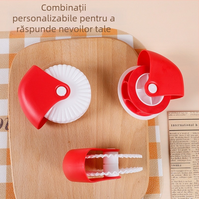 Instrument de bucătărie pentru tăierea aluatului: rolă de tăiat aluat, roată pentru pizza, rotiță de rulare, tăietor manual — plastic