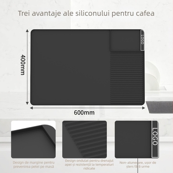 Covor din silicon pentru aparat de cafea – pătrat, monocrom, izolant și protecție pentru bar, Yida
