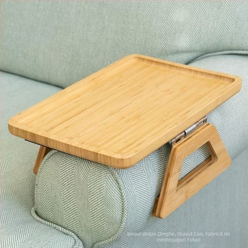 Tavă din lemn pătrată, pliabilă – finisaj mat, stil modern minimalist, imprimare logo disponibil