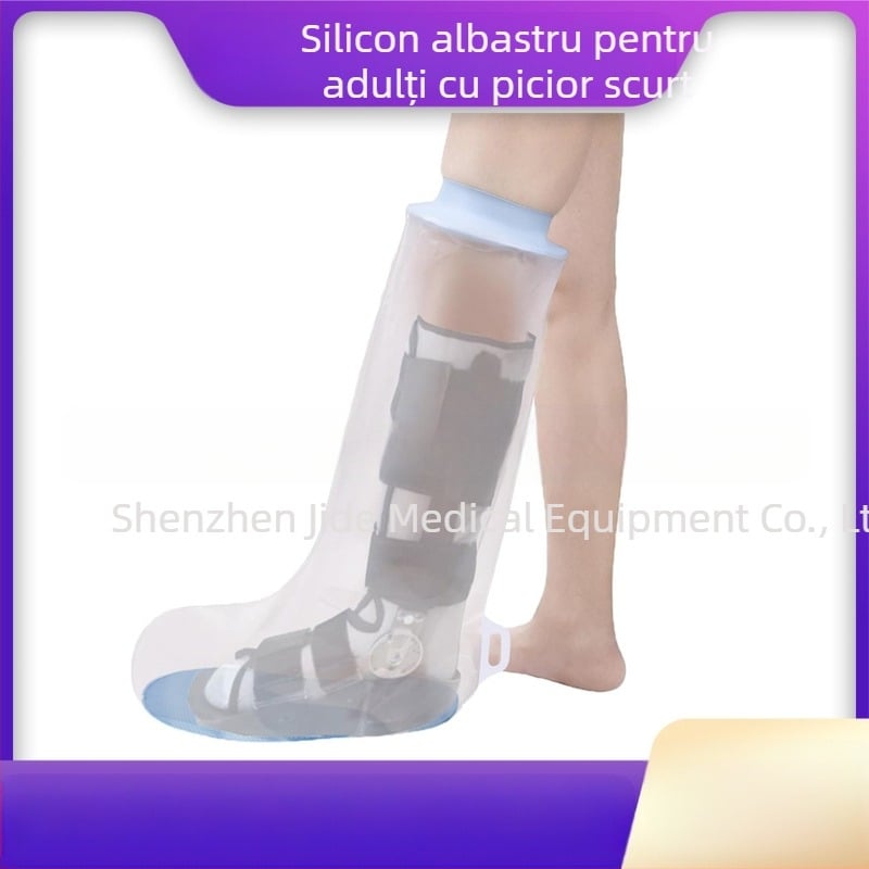 Protecție postoperatorie din silicon pentru baie la picior – model gambă, impermeabil (Material: silicon; Funcție: impermeabil; Model: gambă; Greutate: 100 g; Utilizare: spălare postoperatorie pentru leziuni și fracturi la picior)