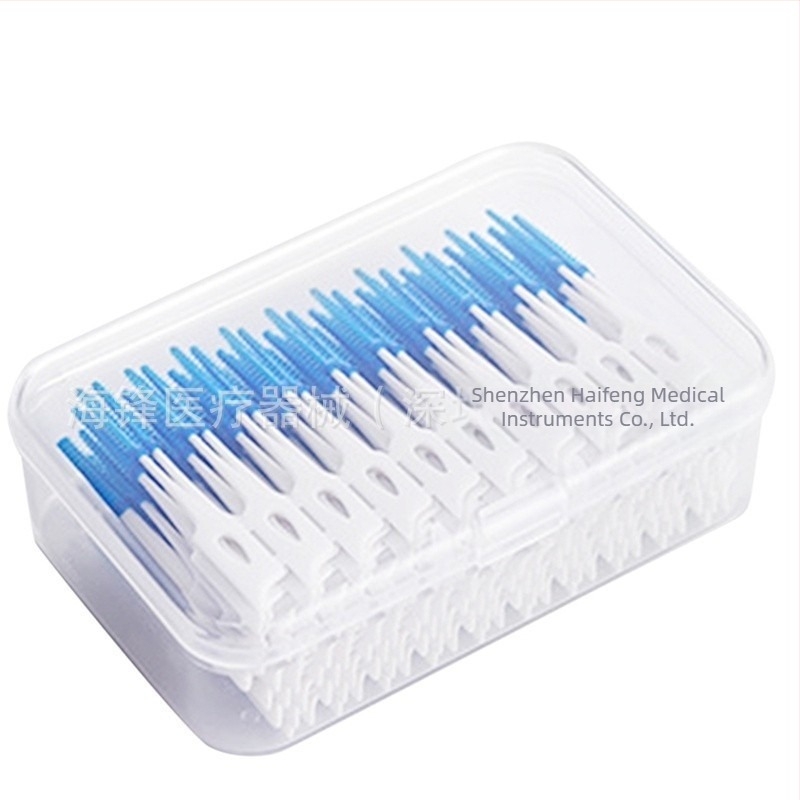 Perie interdentală din silicon moale, vârf adaptabil pentru curățarea spațiilor dintre dinți; potrivită pentru aparate ortodontice; model AFA; cutie cu 40 de bucăți.