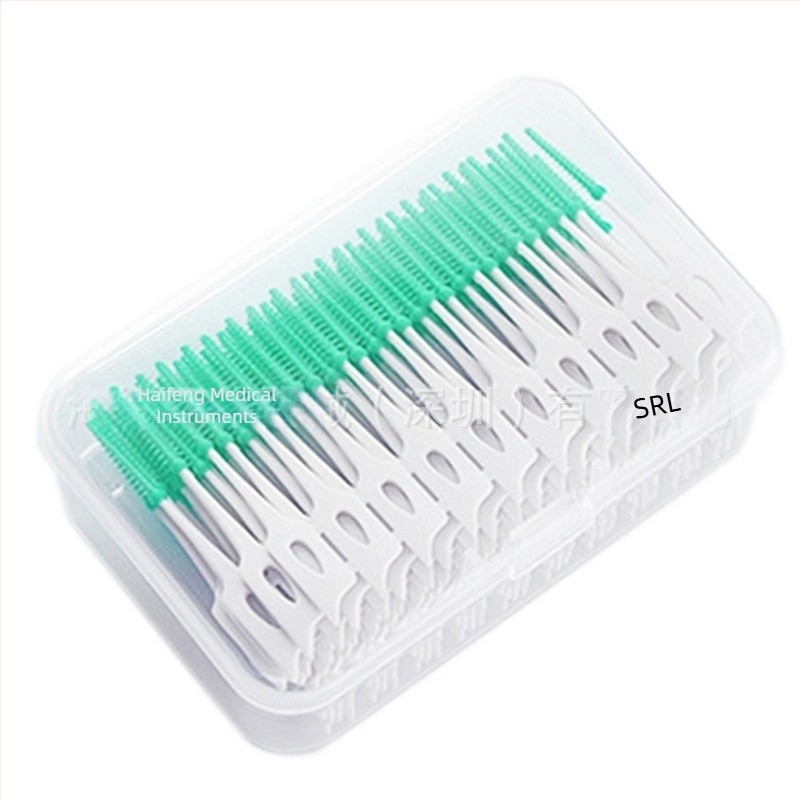 Perie interdentală din silicon moale, vârf adaptabil pentru curățarea spațiilor dintre dinți; potrivită pentru aparate ortodontice; model AFA; cutie cu 40 de bucăți.