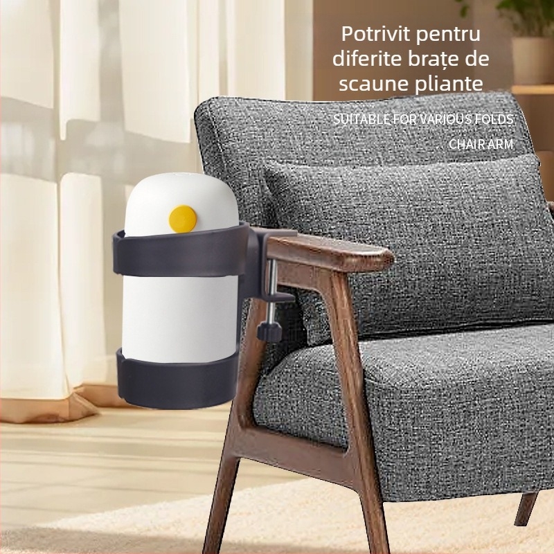 Suport pentru cană și pixuri pentru birou, fixare pe marginea biroului, plastic, stil modern minimalist, configurație unică, greutate 120 g