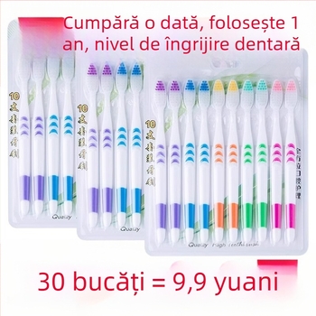 Periuță de dinți cu cărbune de bambus pentru adulți, peri ultra-fini moi, ambalare individuală, pachet de 30
