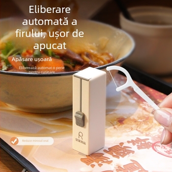 Cutie portabilă pentru ață dentară cu ejectare automată, depozitare a aței, tip apăsare, de unică folosință, 80–100 buc