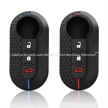Carcasă de cheie din silicon pentru Fiat 500, pliabilă cu 3 butoane, design decupat