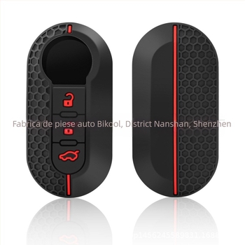 Carcasă de cheie din silicon pentru Fiat 500, pliabilă cu 3 butoane, design decupat