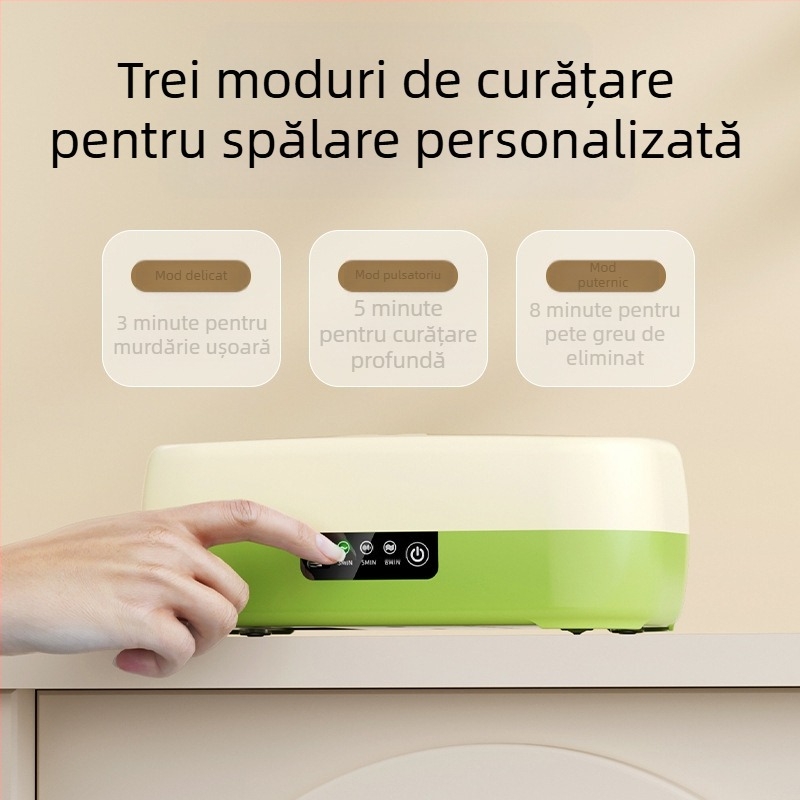 Mașină de curățat ochelari și bijuterii — compactă, automată, portabilă; alimentare USB sau baterie uscată/încărcare; 3,7V, 0,5W; model QX-051; funcționare mecanică