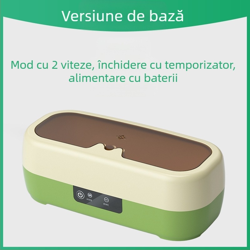 Mașină de curățat ochelari și bijuterii — compactă, automată, portabilă; alimentare USB sau baterie uscată/încărcare; 3,7V, 0,5W; model QX-051; funcționare mecanică
