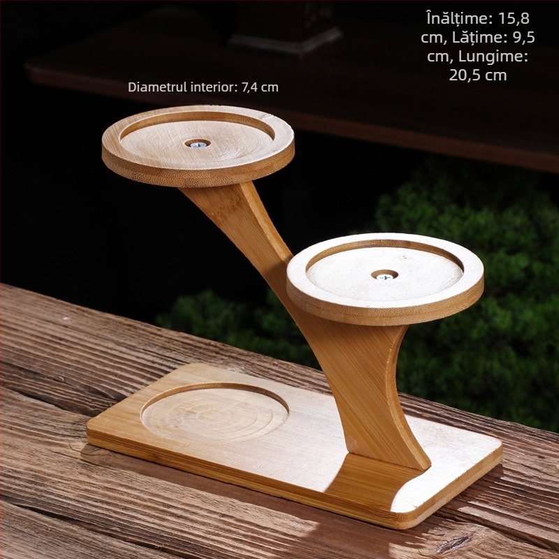 Tavă din bambus pentru plante, cu bază pentru mini-peisaj – stil modern minimalist, material bambus, potrivită pentru casă, birou, grădină