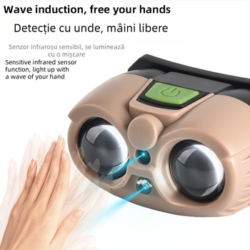 Frontala LED cu senzor inteligent și încărcare USB, 3W, baterie 400mAh, compact pentru pescuit noaptea și alergare