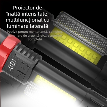 Lanternă cu laser, încărcare USB, afișaj digital, 5W, rază 100–200 m