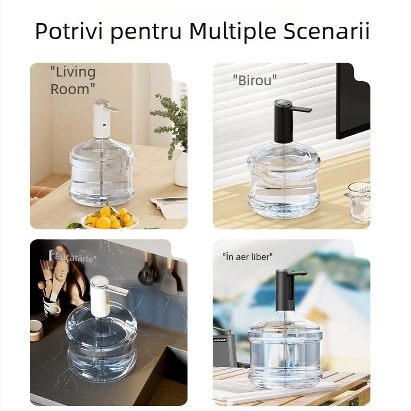 Dozator de apă mini, reîncărcabil pentru apă îmbuteliată, model AH-068, activare la atingere, 8W, 3.7V