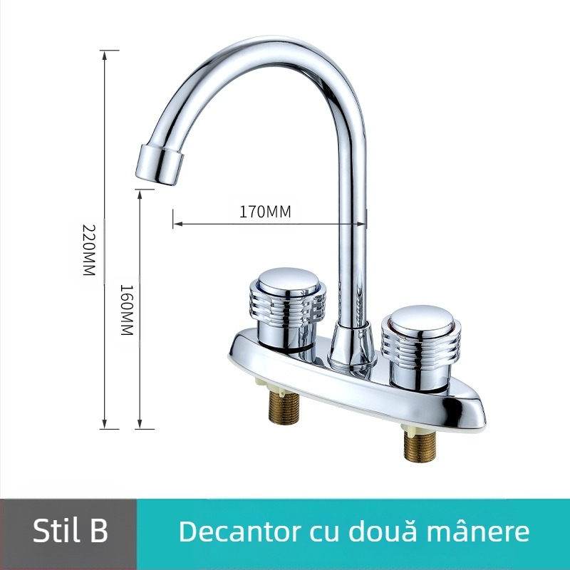 Robinet de chiuvetă din cupru pentru baie cu apă caldă și rece, cu două găuri, amestecător, model YLE2003
