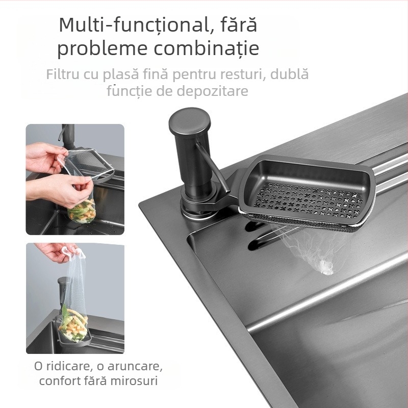 Dozator de săpun cu tub extensibil pentru chiuveta de bucătărie (Capacitate mare, presare manuală, ABS, stil modern minimalist, Hongfeng)